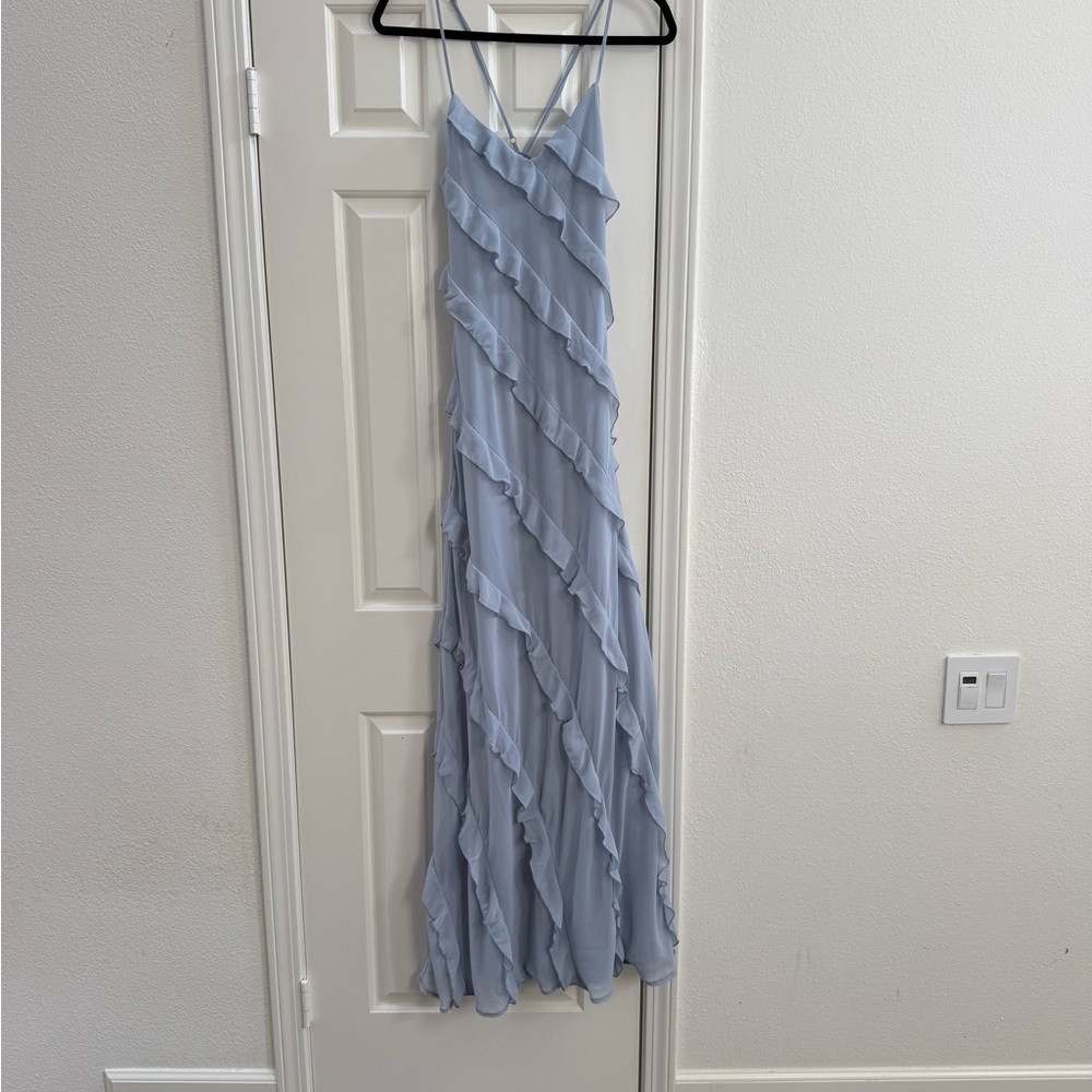 Show Me Your MuMu Blue Ruffled Tiered Maxi Dress